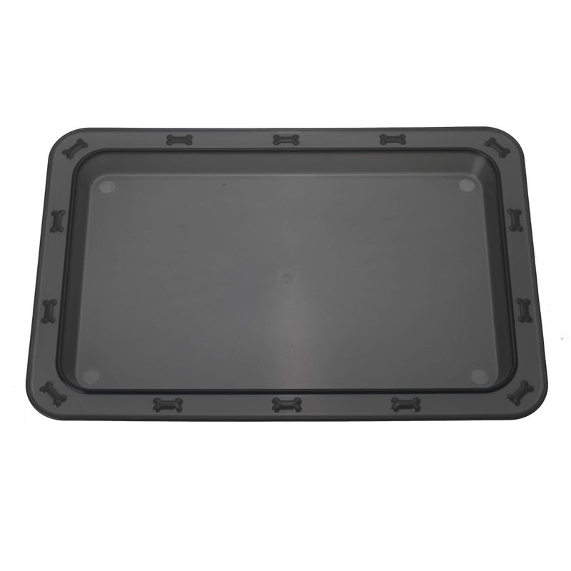 PetRageous 70669 Bone N Up Non-Slip Clear Plastic Dog Feeding Tray 19.125-Inch by 13.125-Inch for Dogs and Cats, Black - Image 1